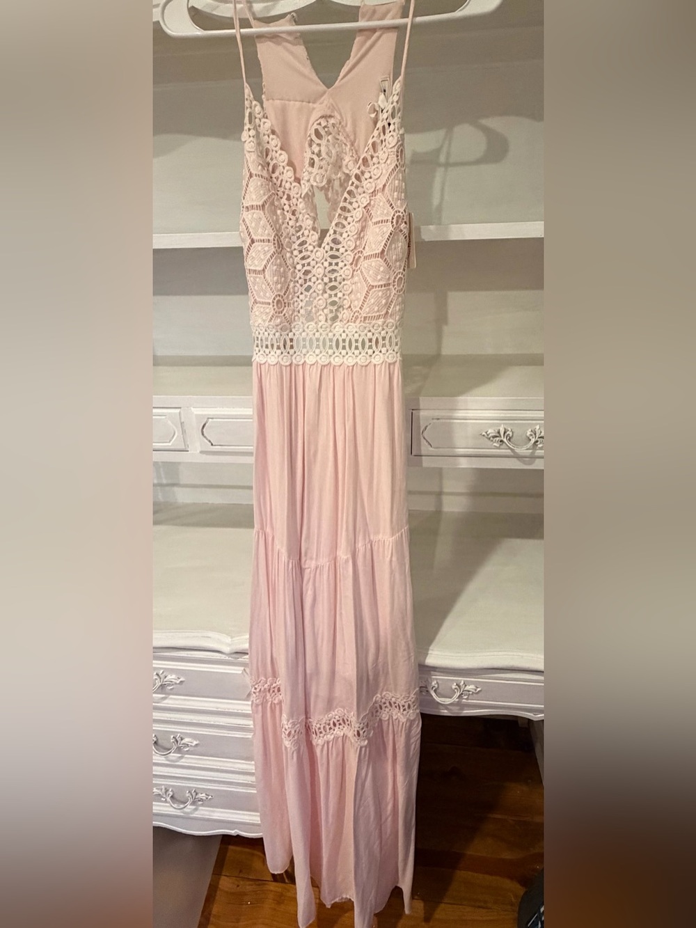 Soieblu Blush Pink Lace-Detail Midi Dress